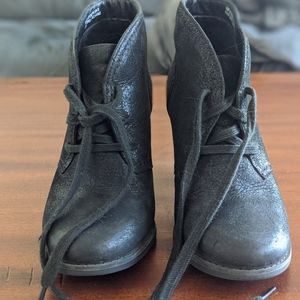 Black leather booties